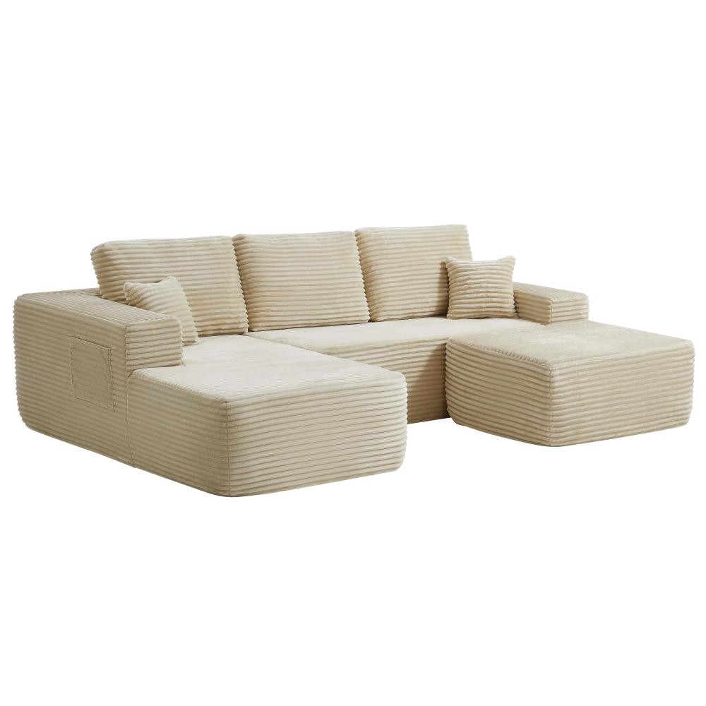 U-Shaped Sectional Sofa with Chaise Lounge, Modern Fabric Couch