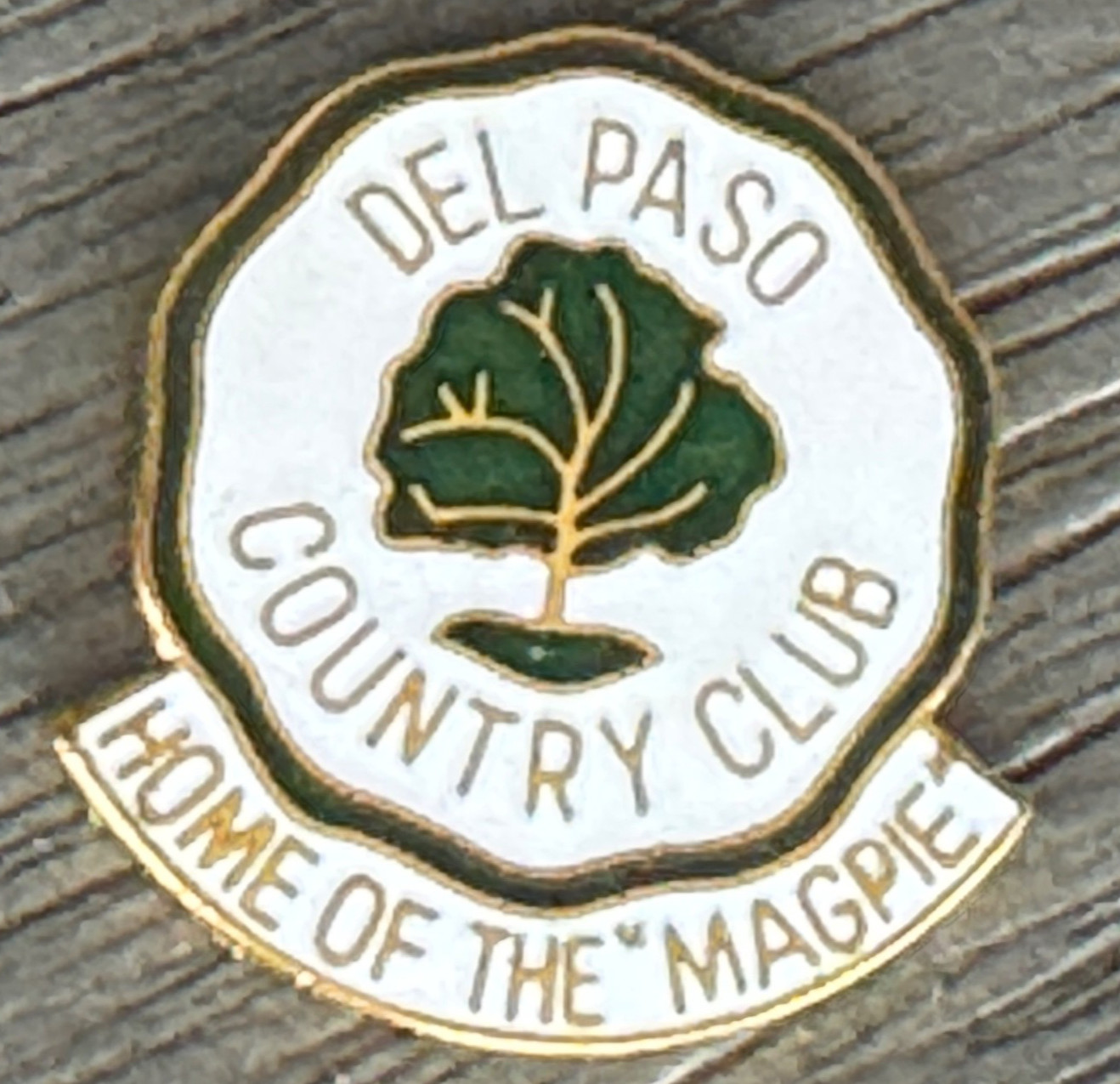 Vtg Del Paso Country Club Sacramento California Gold Ball Marker Home Of Magpie
