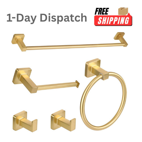 5 Pieces Brushed Gold Bathroom Hardware Accessories Set Stainless Steel