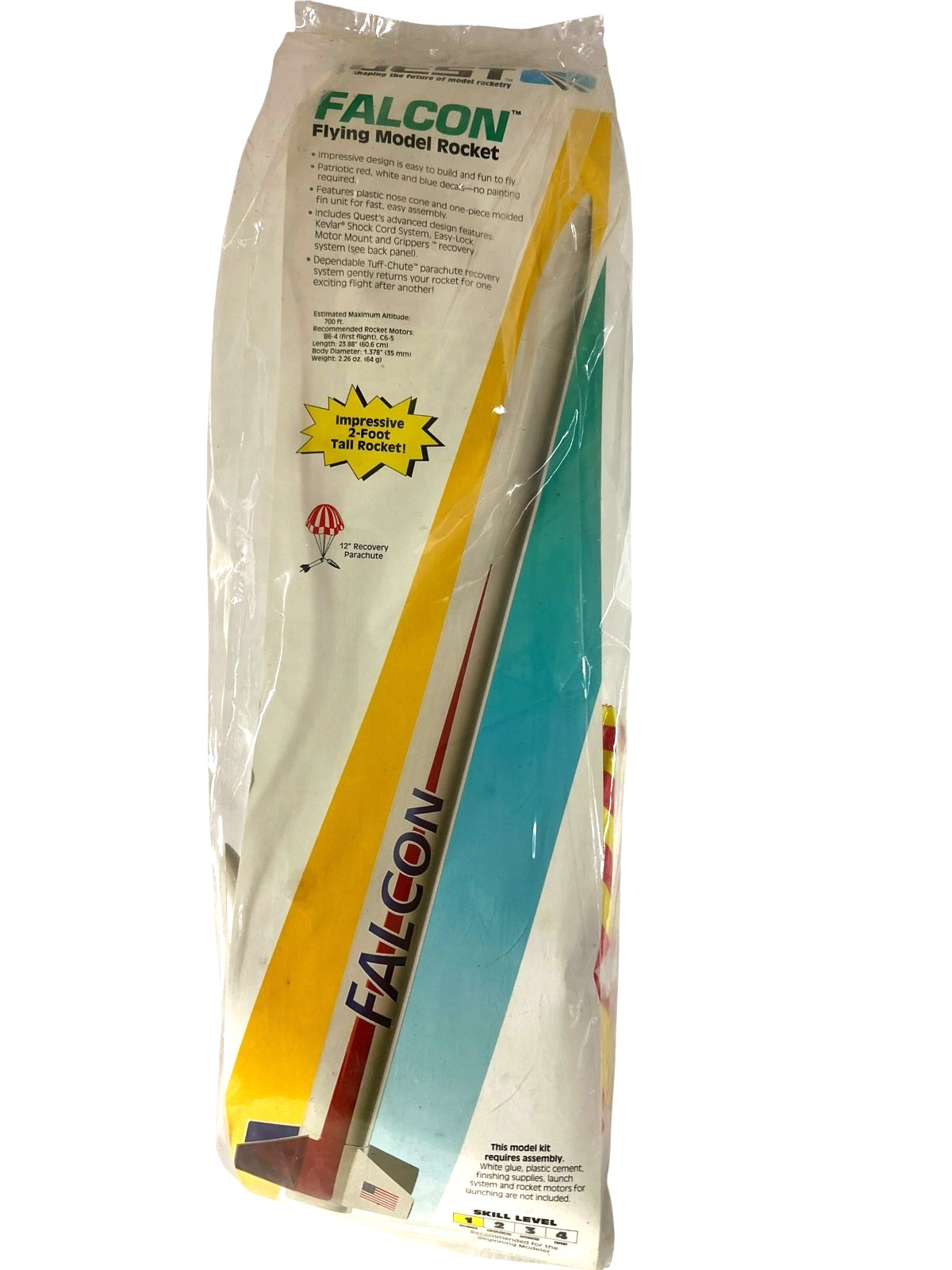 Quest Falcon #1006 Flying Model Rocket Kit  Length 23.88" New Sealed