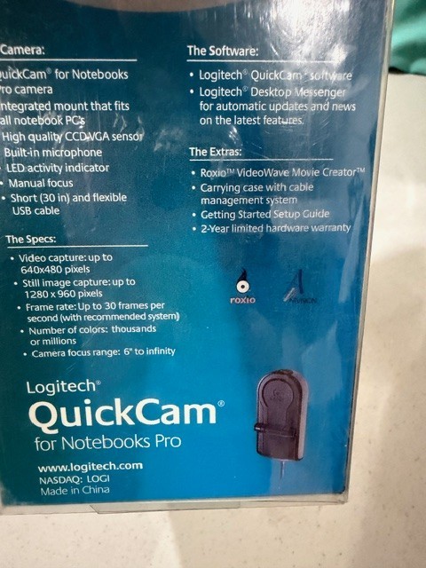 Logitech QuickCam for Notebooks Pro USB 2.0 Webcam new