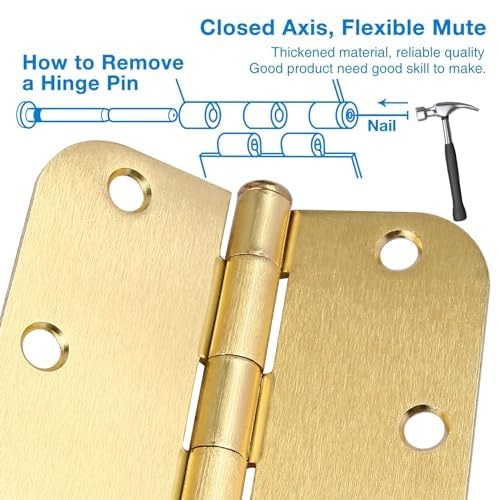 12 Pack Brass Interior Door Hinges 3.5" x 3.5" 5/8 Radius
