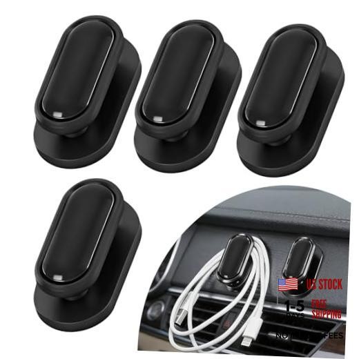 4PCS Car Mini Hooks - Car Dashboard Hooks - Multifunctional Self - Bright Black