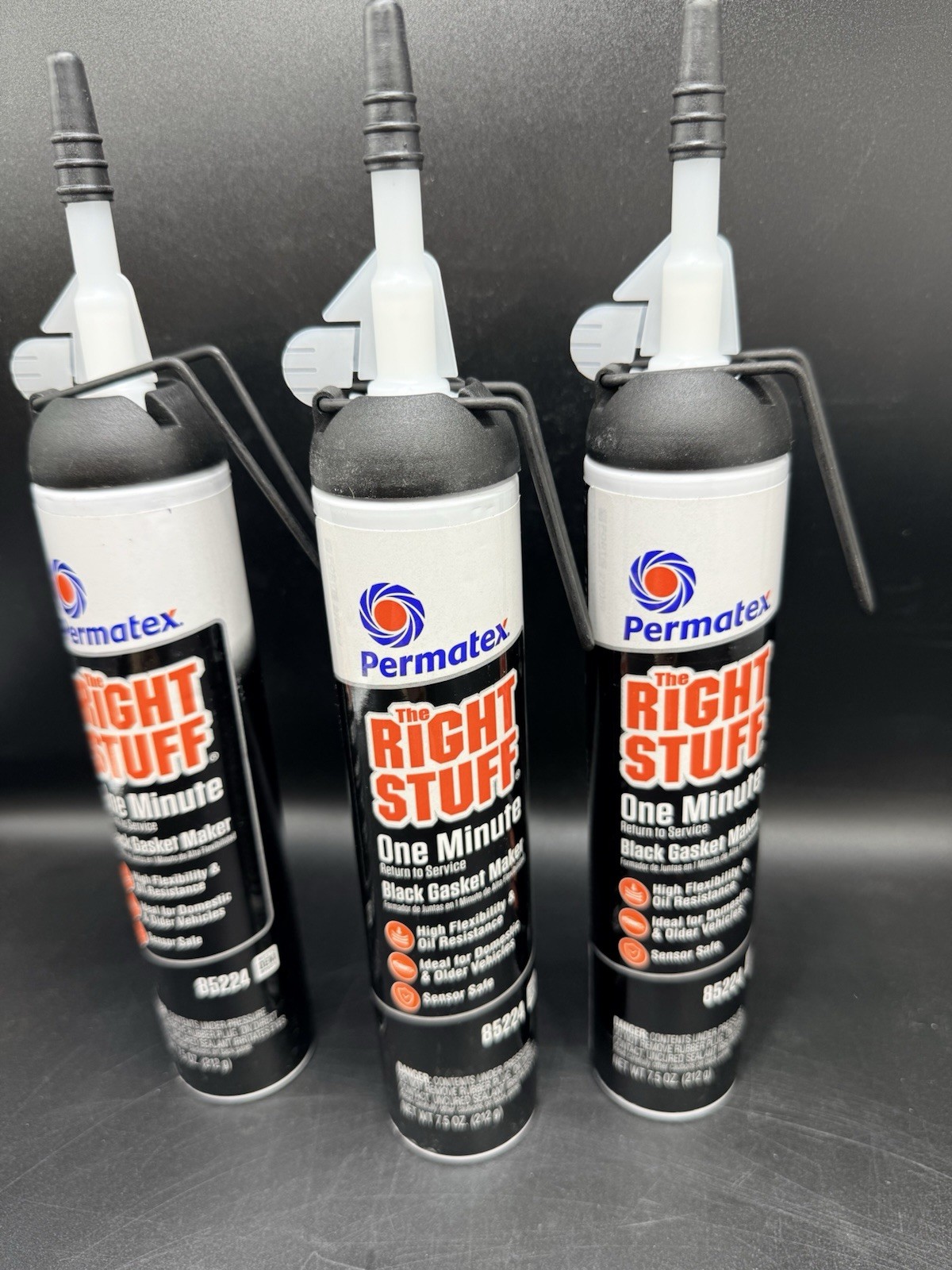 3X Can lot - Permatex Right Stuff One Minute Black Gasket Maker 85224 7.5oz NEW