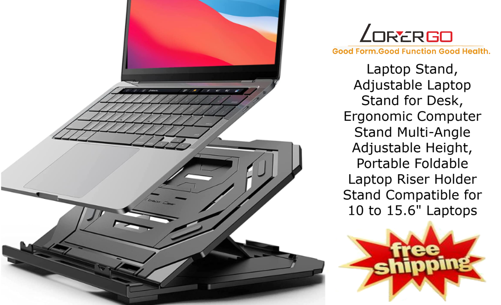 Laptop Stand for Desk Ergonomic Multi Angle Adjustable Height Portable Foldable