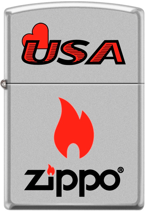 Zippo USA Zippo Flame Logo WindProof Lighter Satin Chrome RARE HARD TO FIND  NEW