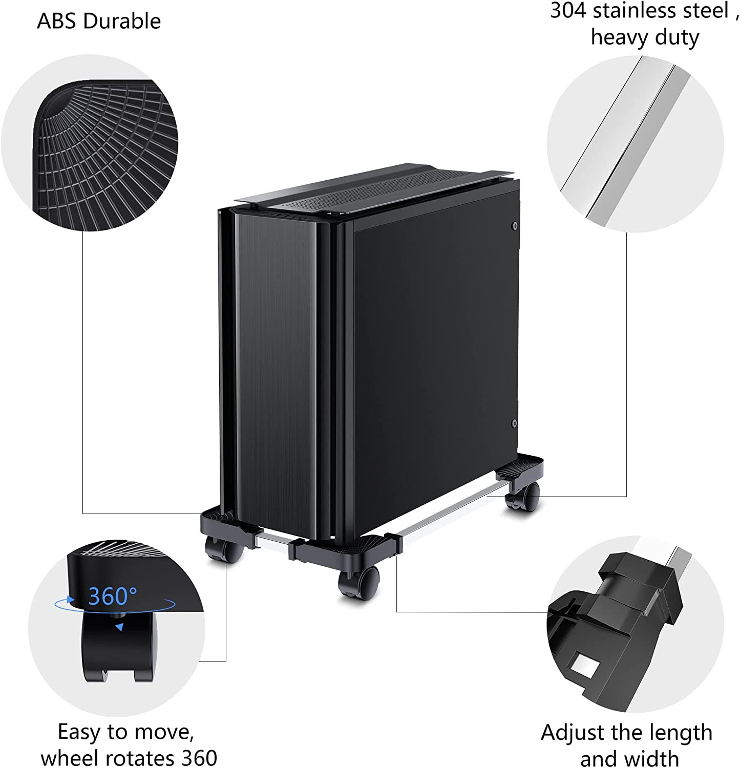 Computer Tower Stand - Adjustable PC Stand for Most Desktop Towers - Elevate and