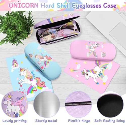 3 Pcs Cute Eyeglasses Case Hard Shell Storage Cases Unicorn Hard Clamshell