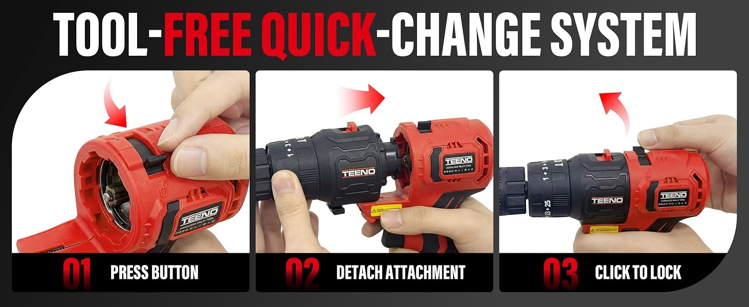 Brushless Power Tool Combo Kit, 6-in-1 Cordless Interchangeable Multi-Tool Set