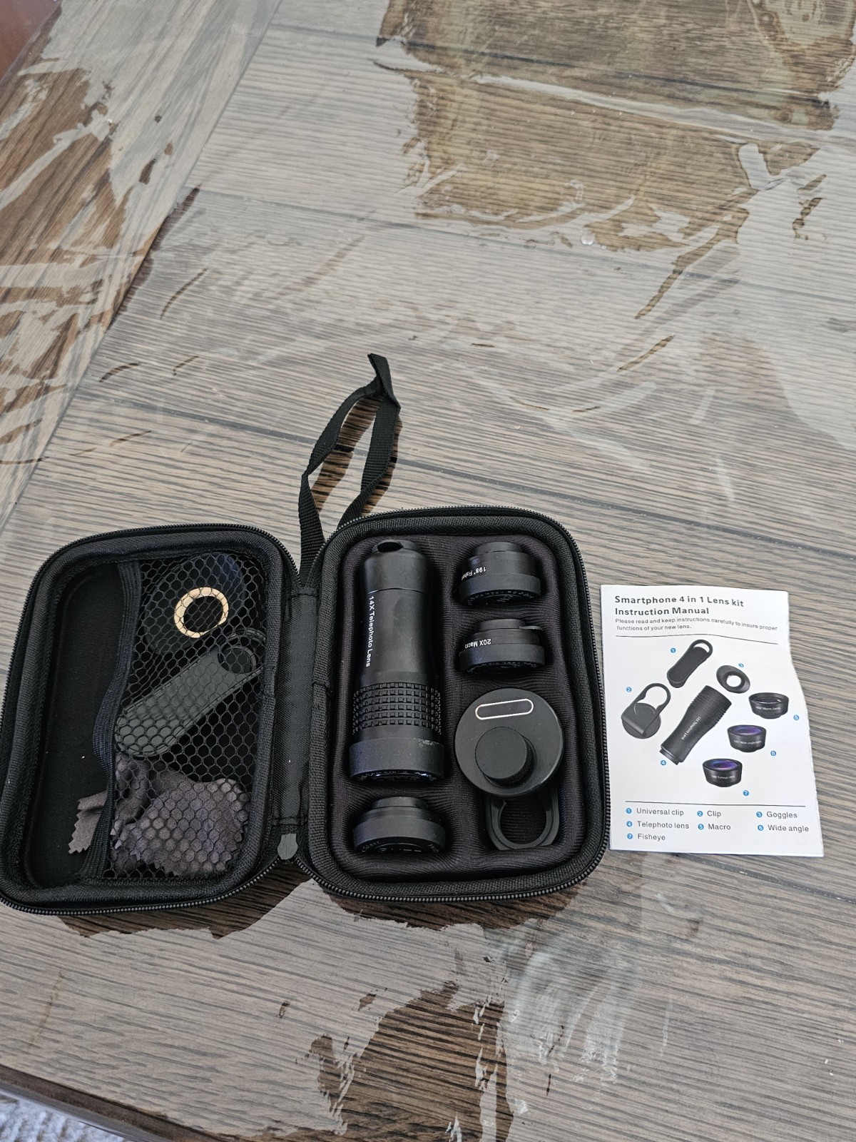 Smartphone Camera Lens  4 in 1 Kit Black Lens