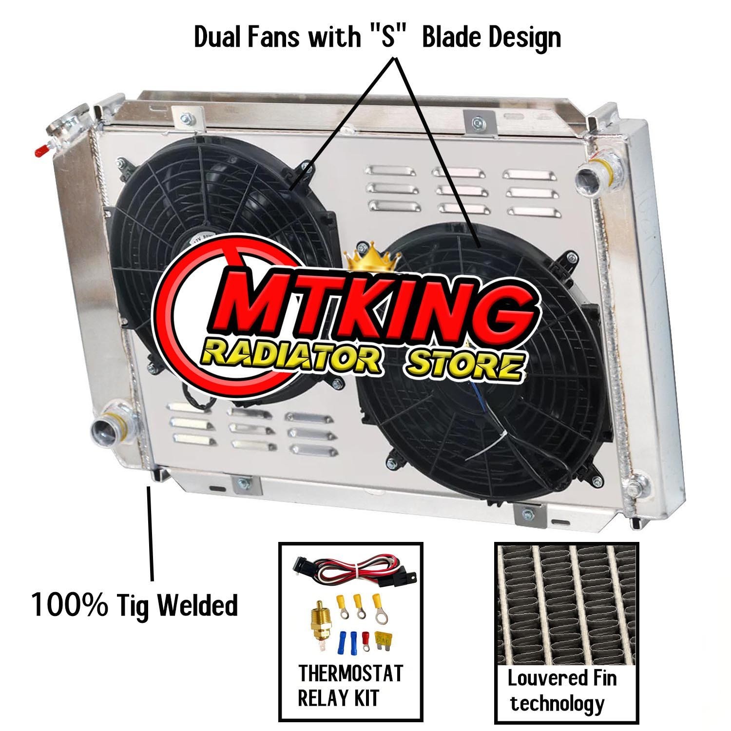 Radiator+Shroud Fan For 1979-1993 Ford Mustang GT SVT LX Foxbody 5.0L V8 Manual