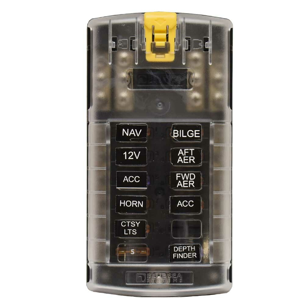 Blue Sea Systems Boat Fuse Block W/ Cover | Black / Clear 12 Position