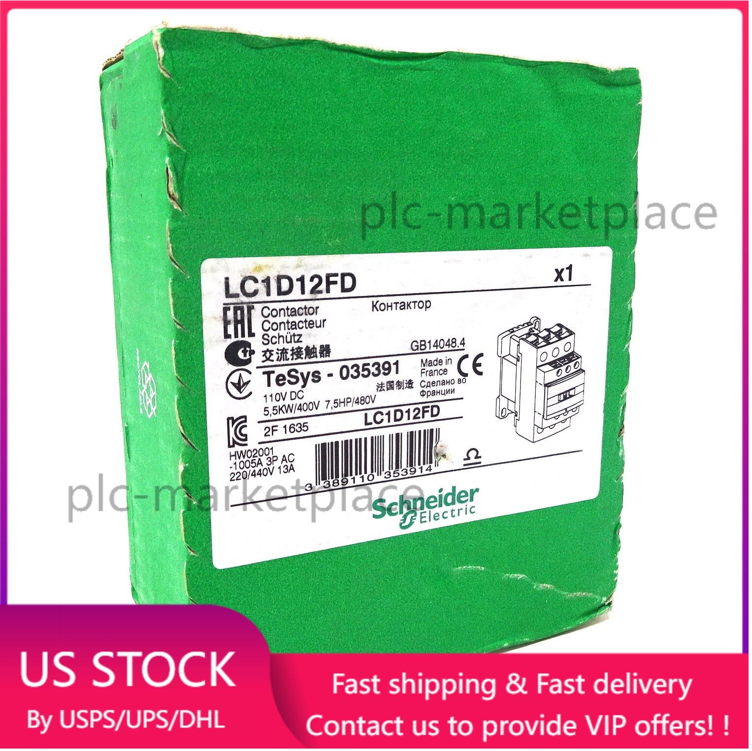 NEW Contactor LC1D12FD Schneider 5.5kW 110VDC 035391 LC1-D12FD US Free TAX