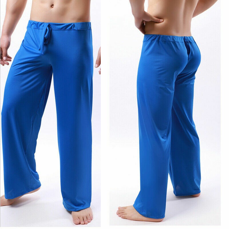 Mens Cool Ice Slik Pajamas Trousers Lounge Pants Sleep Bottoms Casual Sleepwear