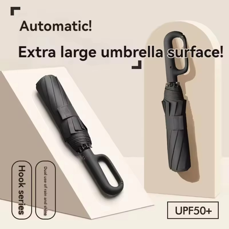 Automatic Windproof Folding Umbrella Compact Anti-UV Sun & Rain Travel Umbrella