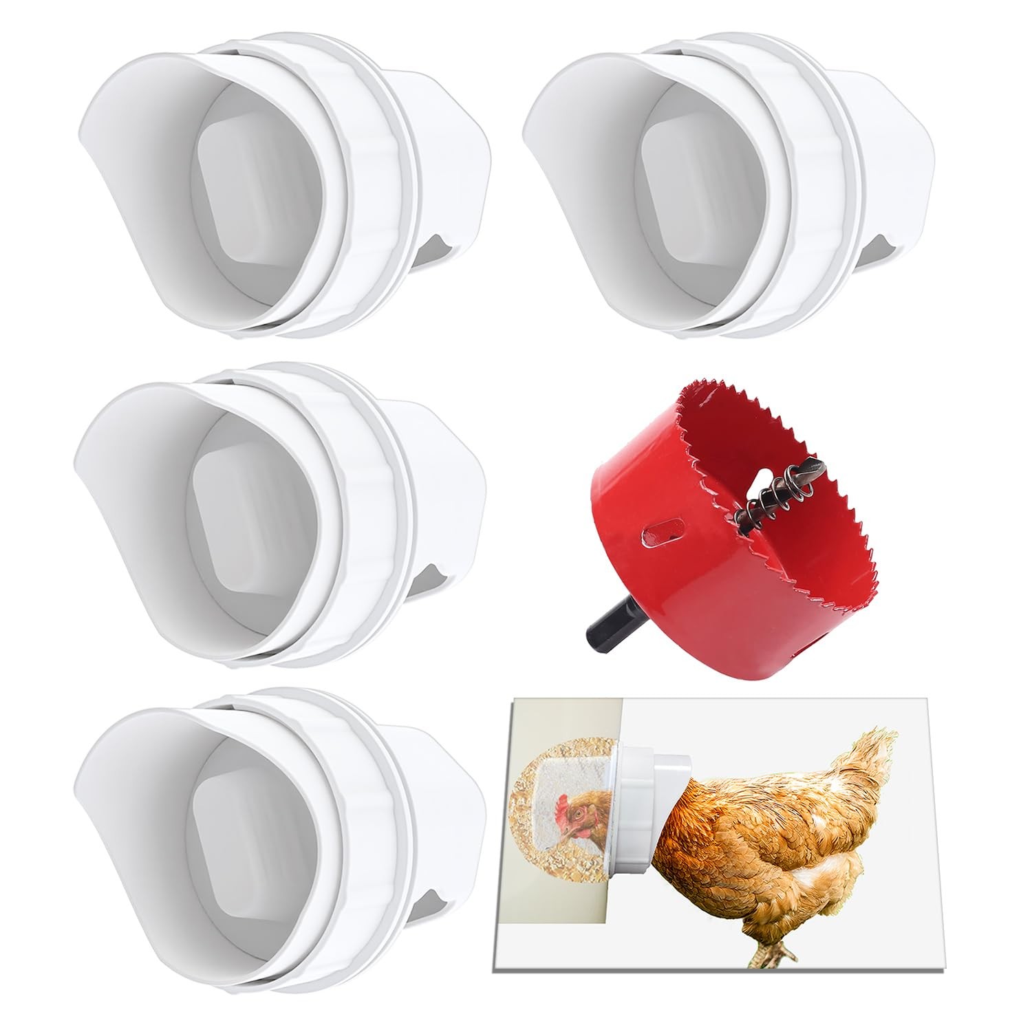DIY Chicken Feeder Rain Proof Poultry Feeder Port Gravity Feed Kit for Buckets