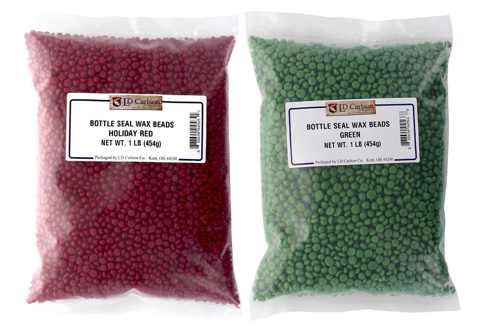 Bottle Seal Wax Beads, Wax Bead Color Set- Christmas (1lb Red, 1lb Green)