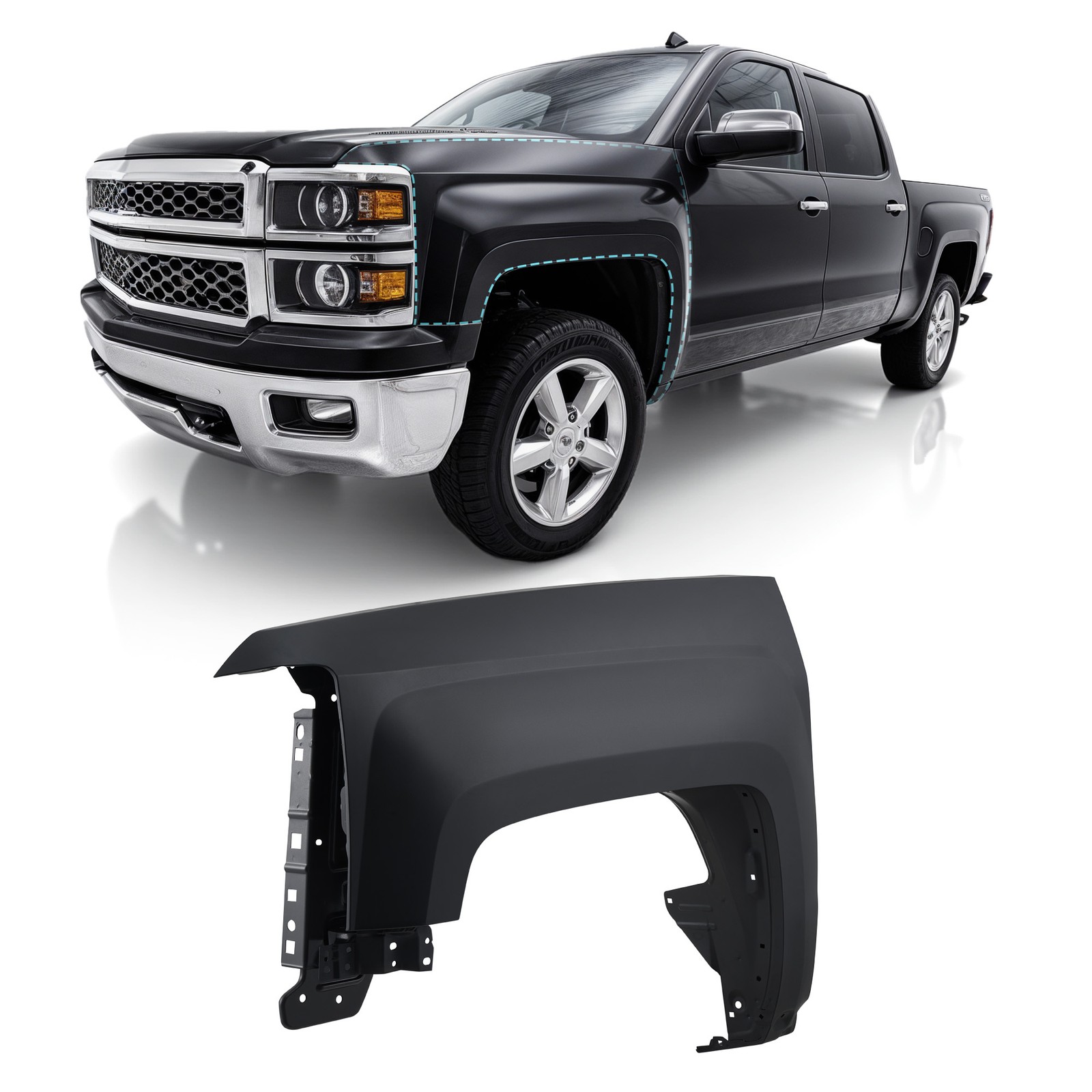 Replacement Fender for Driver Side for 2014-2018 Chevy Silverado 1500 GM1240385