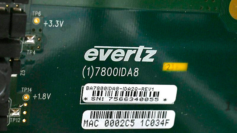 Evertz 7800FR 7800FC & 6x 7800IDA2Q-3G 3G/HD/SD/ASI Dual Video DA 2x4 or 1x8 3RU