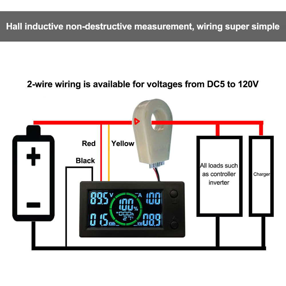 DC0-300V 50A/100A/200A/400A Bluetooth Voltage Current Power Energy Coulomb Meter