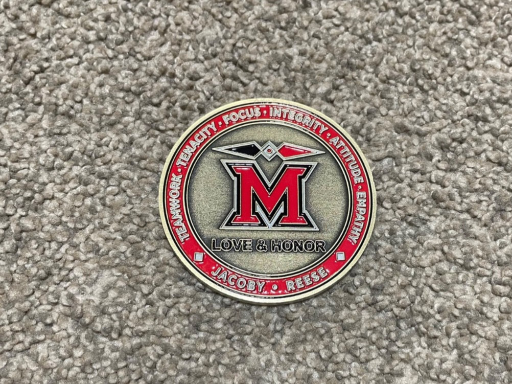 MIAMI OHIO FOOTBALL CHALLENGE COIN  - POLICE UNITY TOUR - RARE COACHS COIN