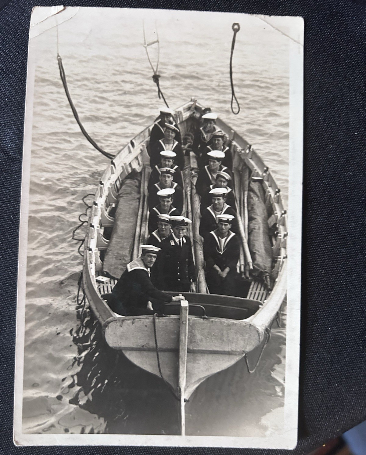 Real Photo RPPC WWI British Navy Sailors Lifeboat Crew