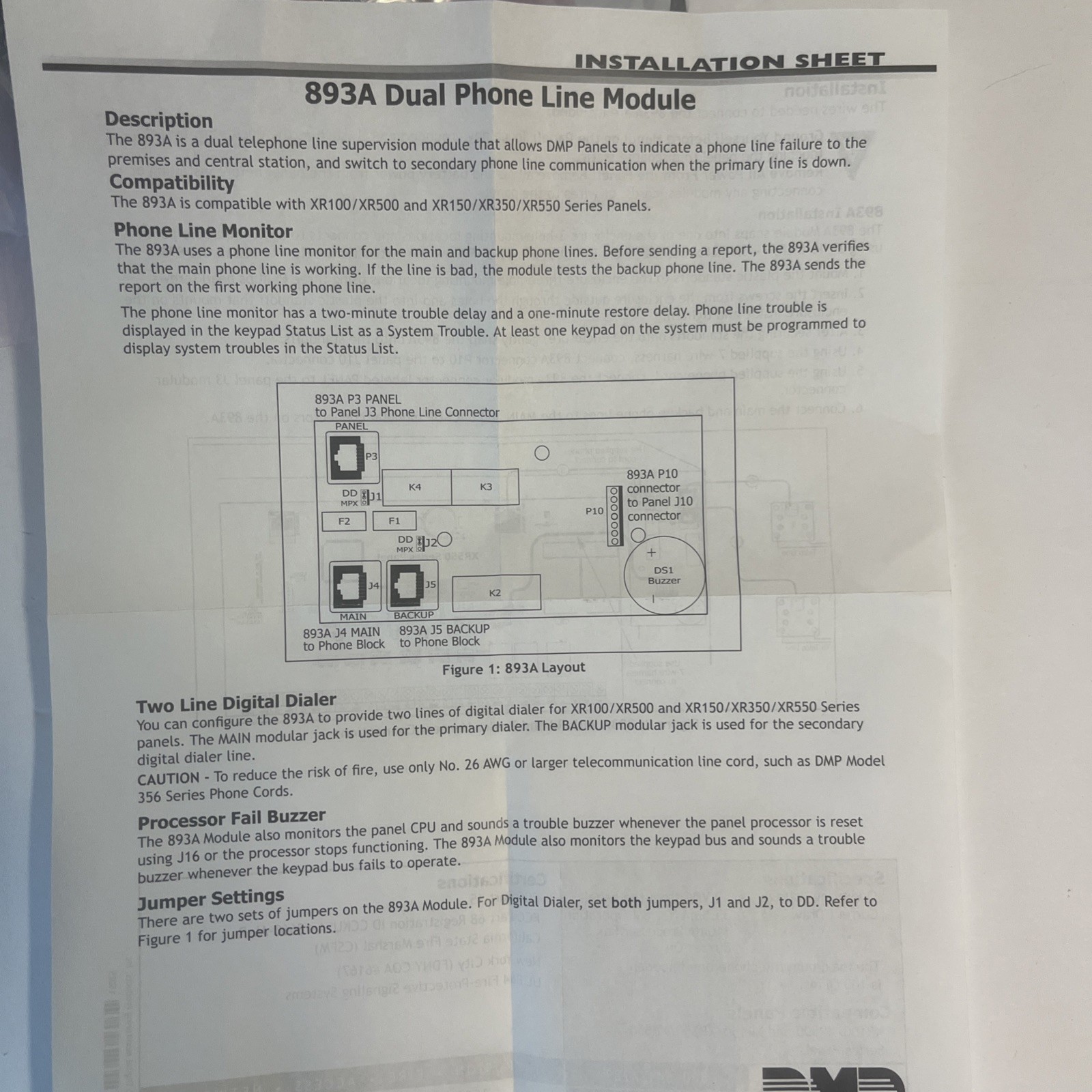 DMP 893A Dual Phone Line Module