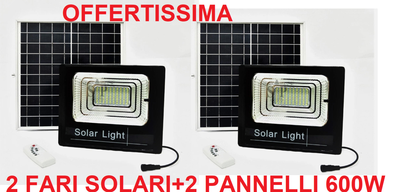 2 XFarI 600W SMD With Solar Panel Twilight Sensor With Remote Control