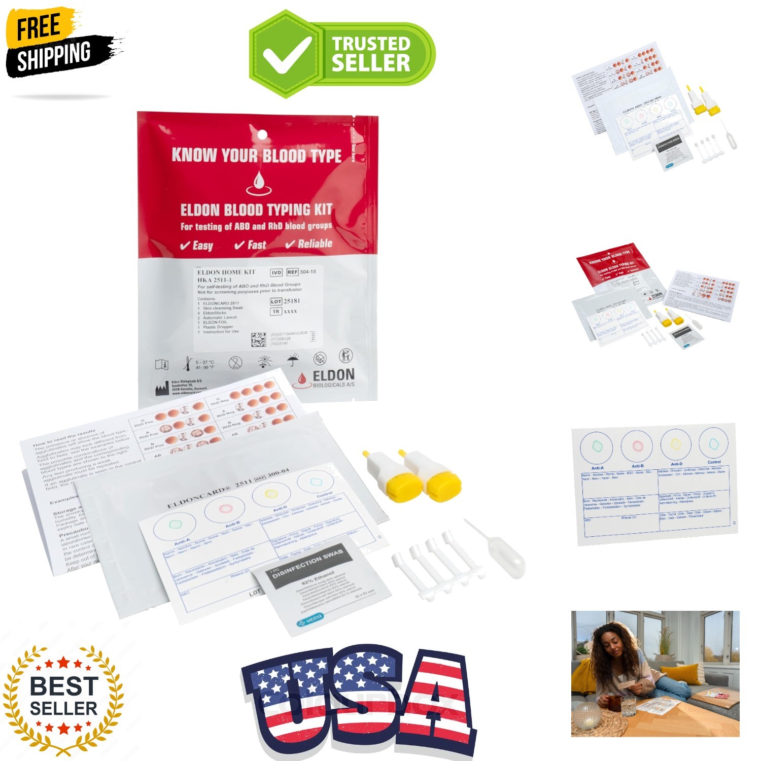 INC Blood Type  Complete KIT - Find Out if You are A, B, O, AB & RH- Results ...