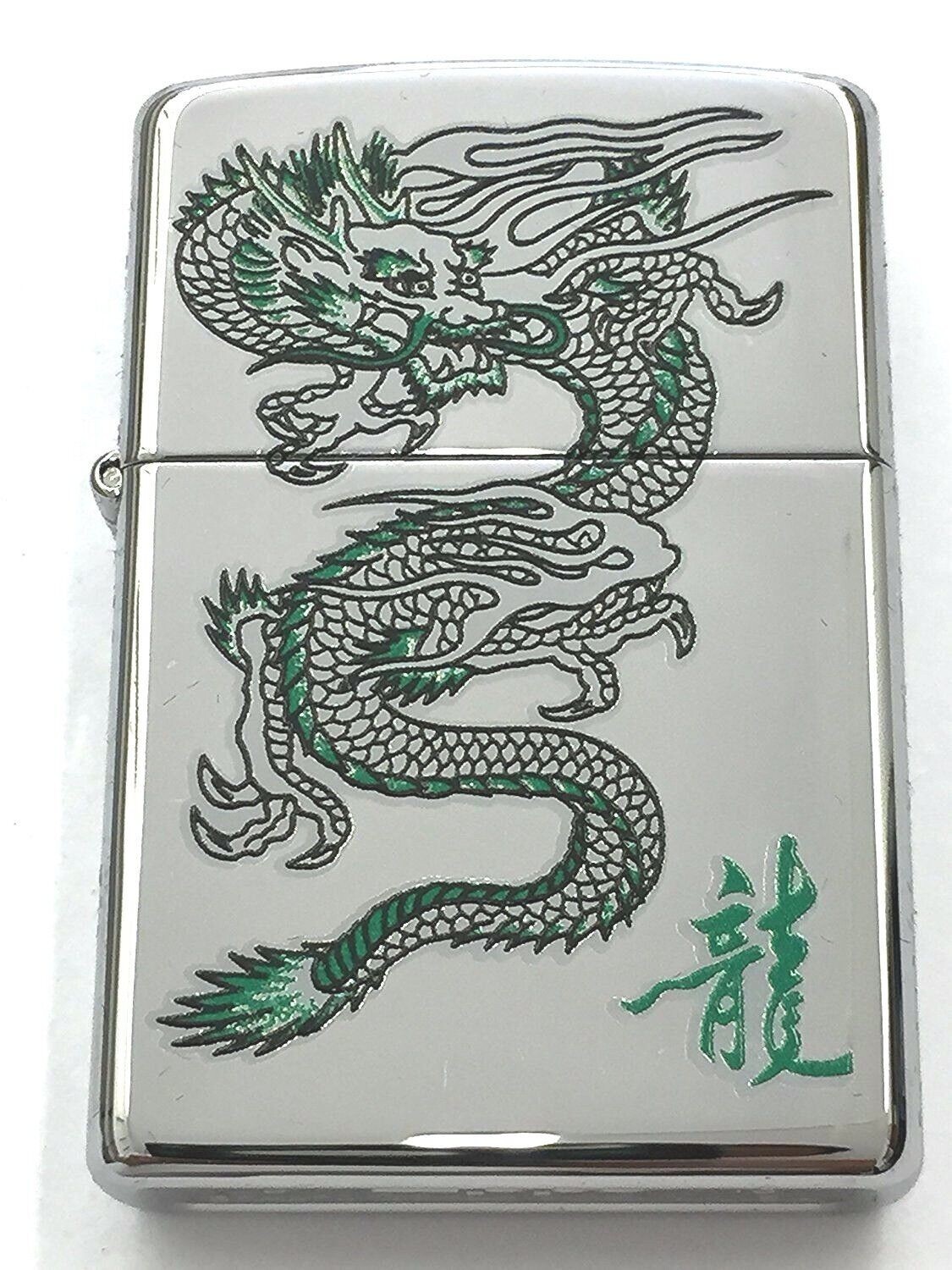 Zippo 250-26030 Green Dragon/Letter  High Polished Chrome
