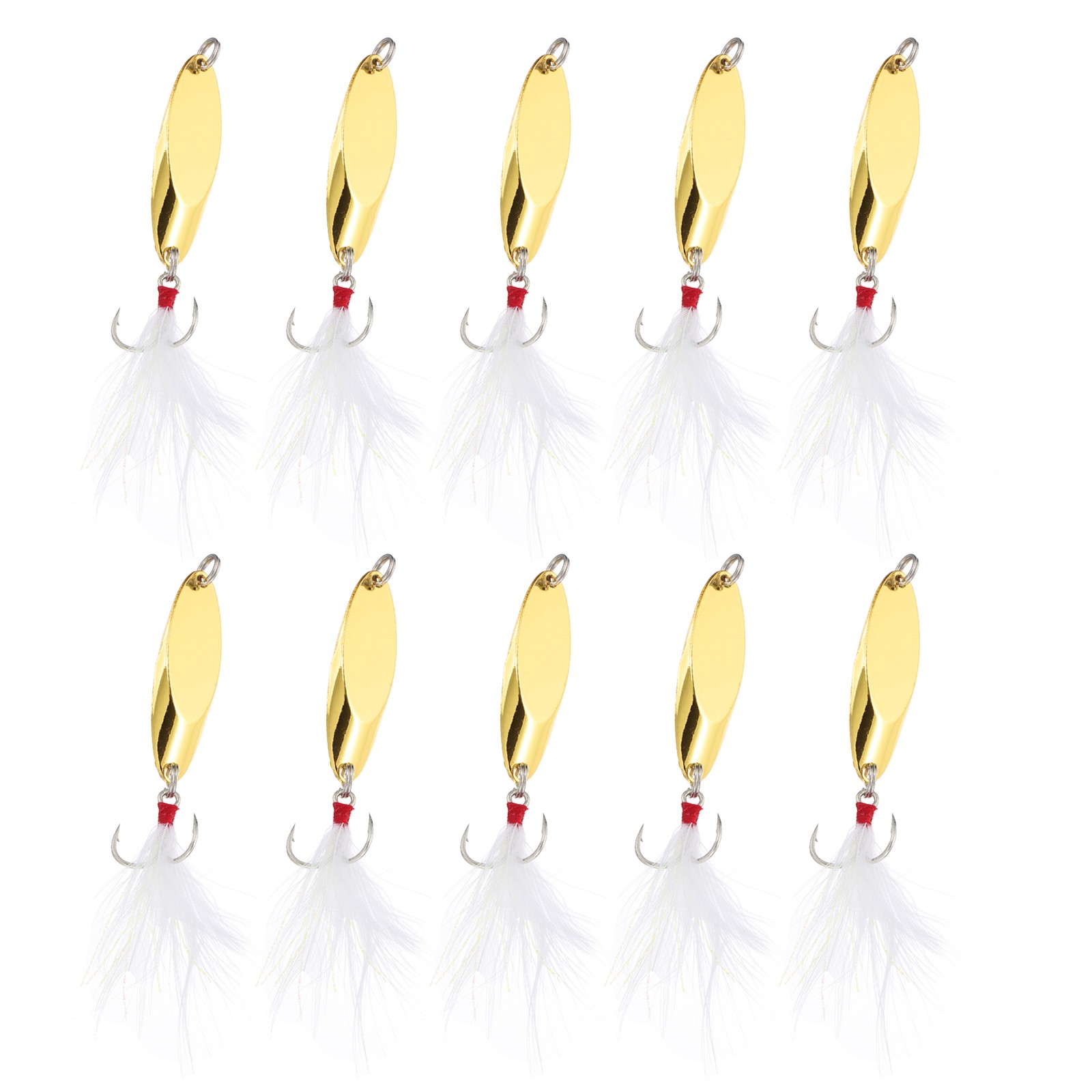 10Pcs 1/4 oz Metal Fishing Spoons Fishing Lures Casting Spoon, Gold Tone
