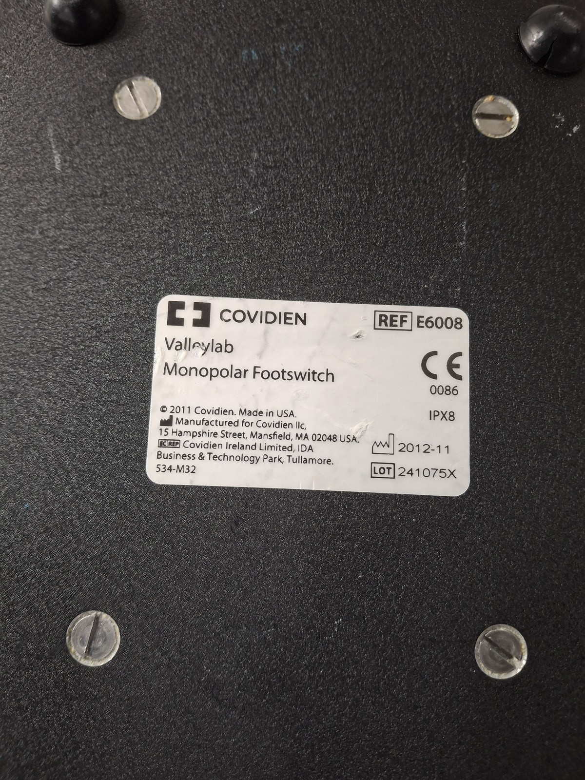 Valleylab E6008 Monopolar Electrosurgical Footswitch