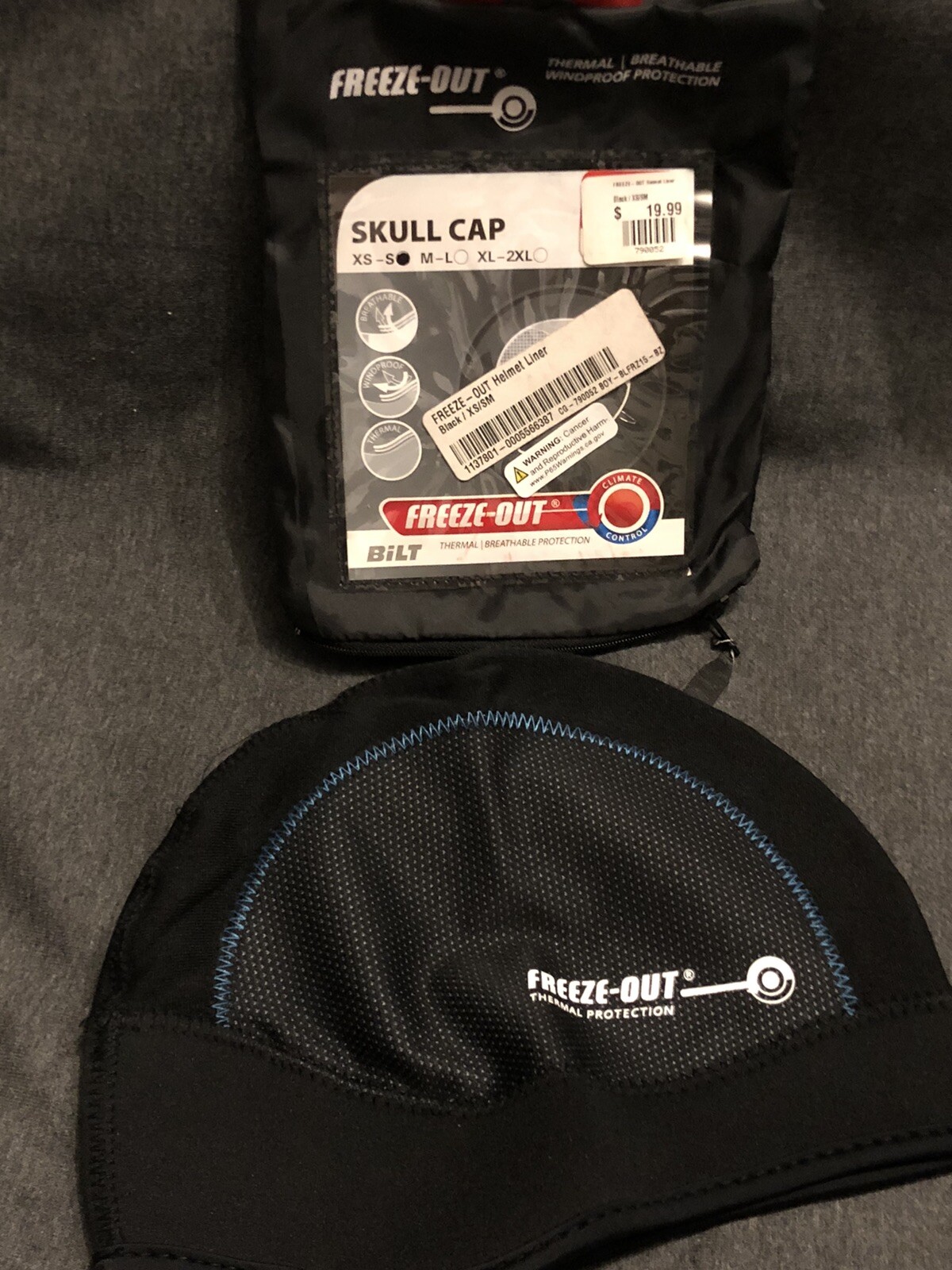 NEW BILT FREEZE-OUT SKULL CAP XS-S  MOTORCYCLE HELMET LINER Thermal Protection