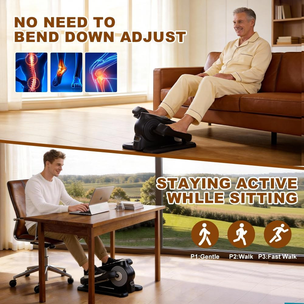 Adjustable Under Desk Elliptical Machine for Seniors - Seated Leg Exerciser