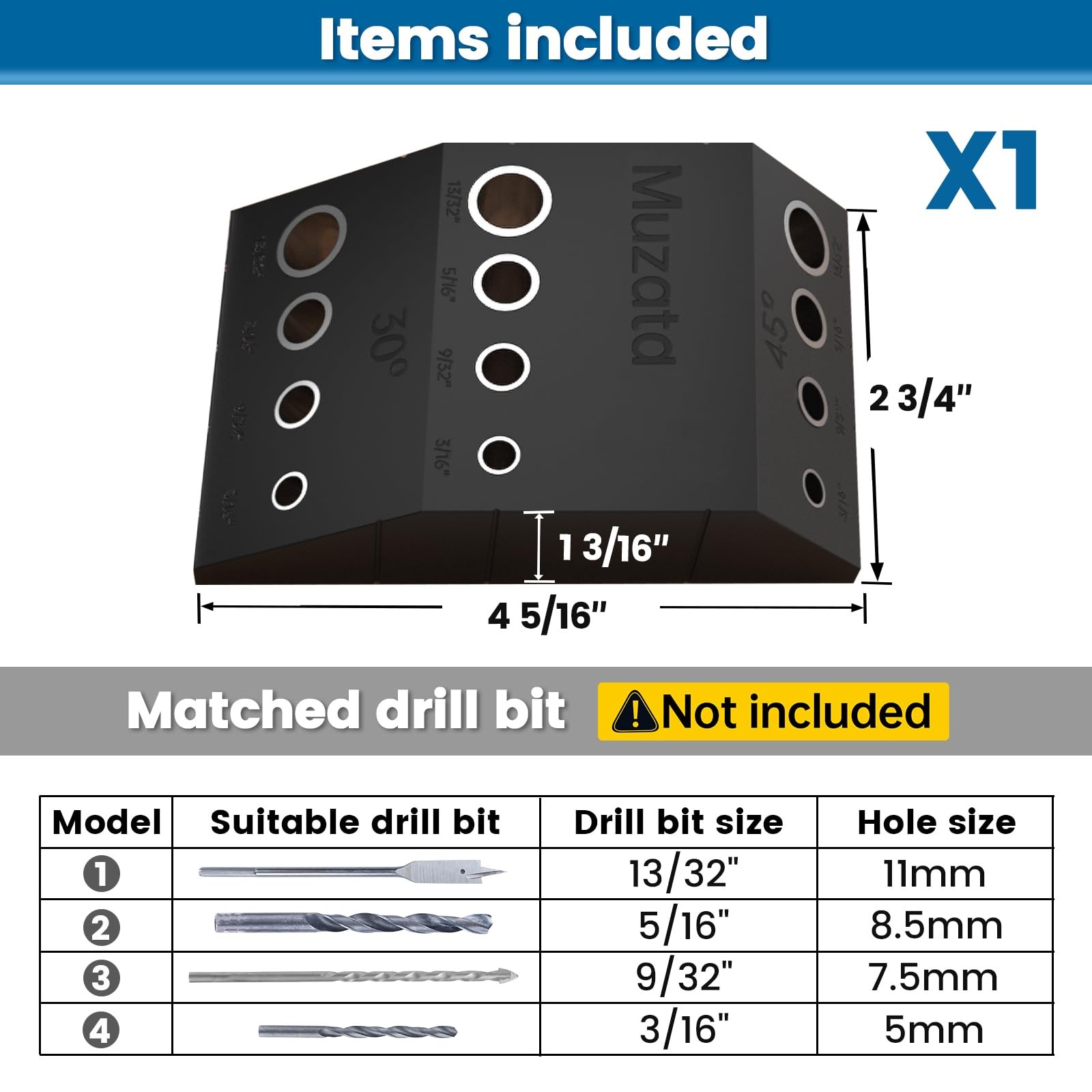 Upgraded Multi Angle Cable Railing Drill Guide Jig 30 45 90 Degree Portable D...