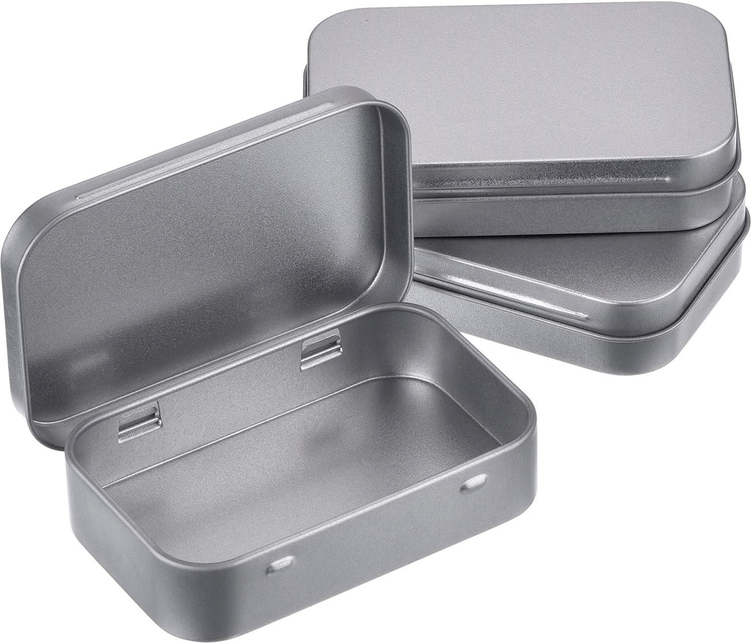 3 Pack 3 pack 3.75 x 2.45 x 0.8 Inch Metal Rectangular Empty Hinged Tins Box
