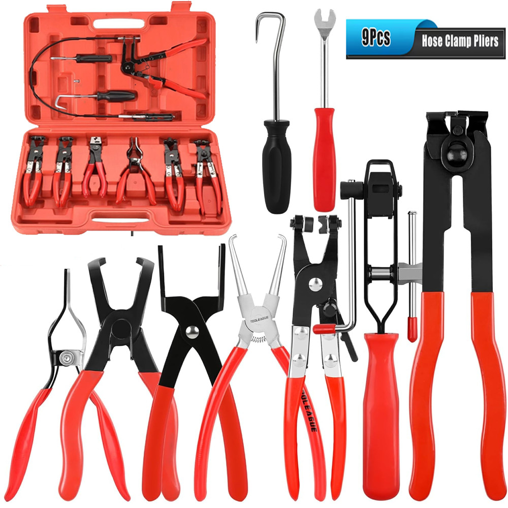 10Pc Hose Clamp Clip Remover Pliers Wire Long Reach Kit Fuel Oil Water Hose Tool