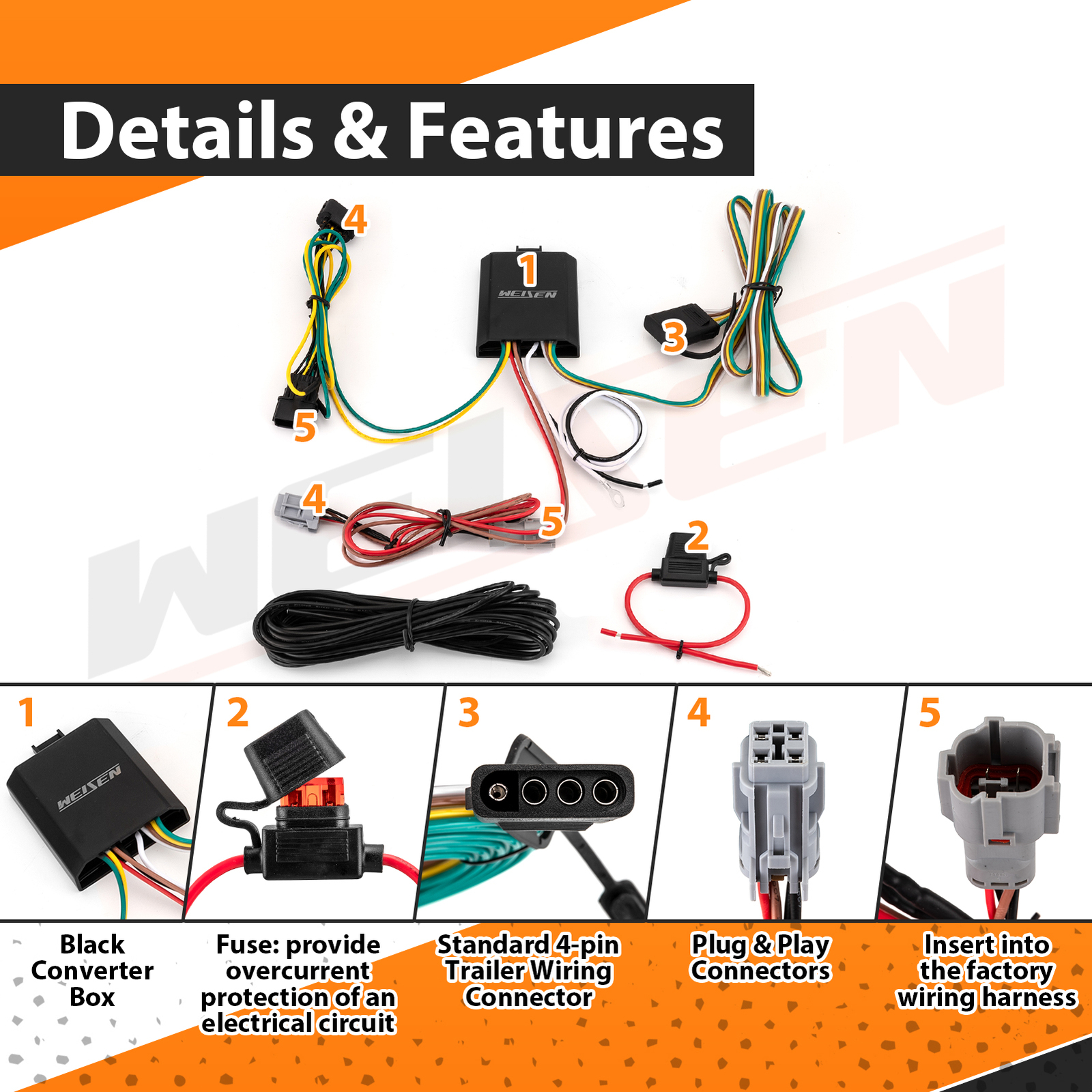 Wiring Harness 4-Way Flat Trailer Connector For Kia Sportage 2017-2022 4th Gen