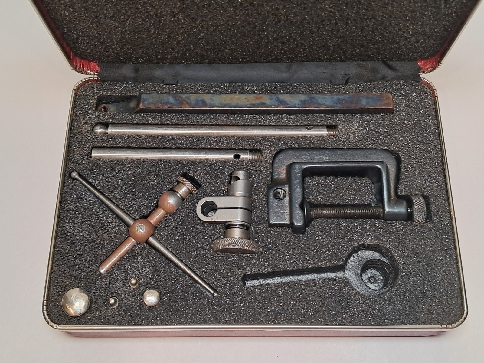 Accessories and Case for Starrett No. 196 Plunger Back Dial Indicator