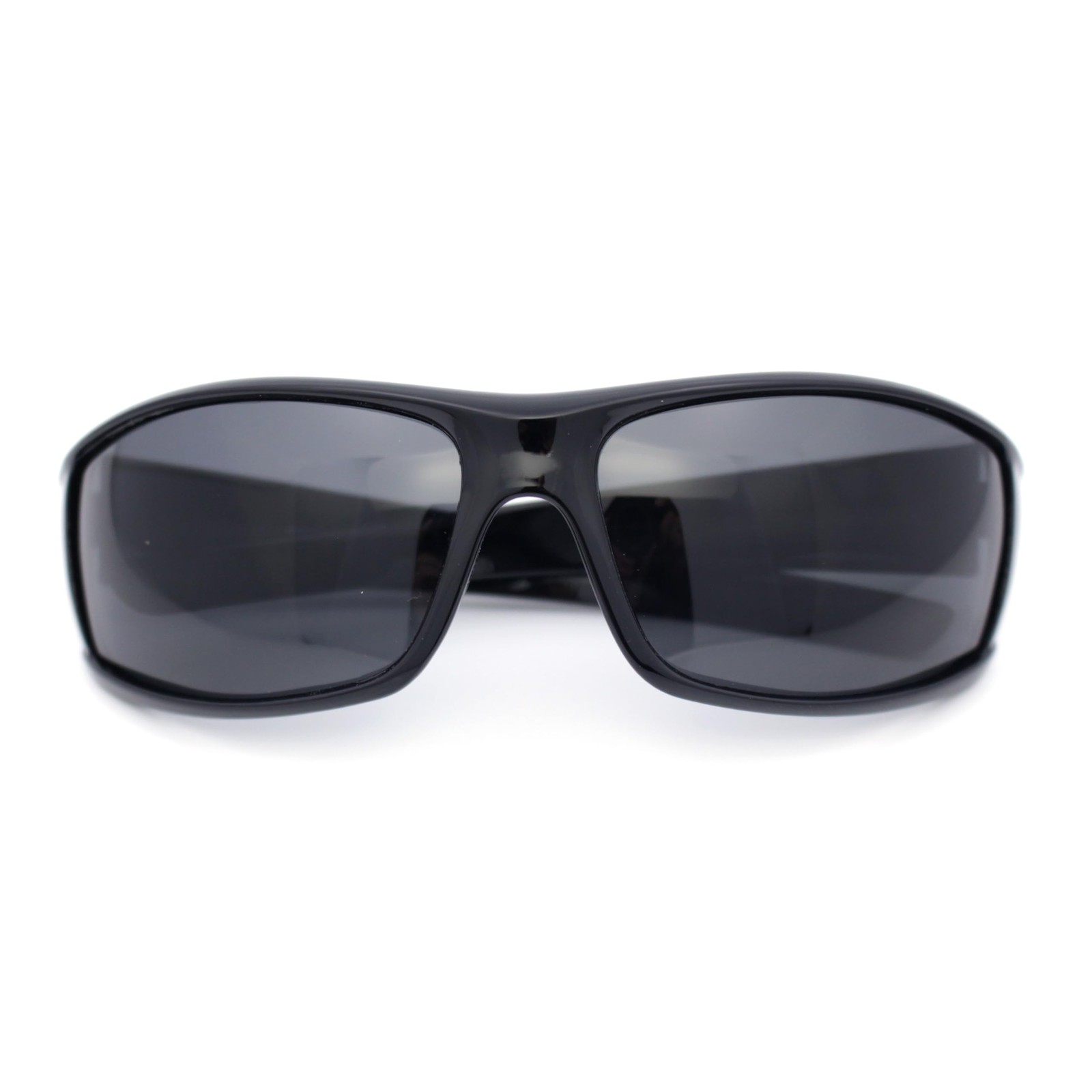 SA106 Mens Polarized Biker Wrap 5 5/8" (143mm) x 1 3/4" (44mm), Shiny Black