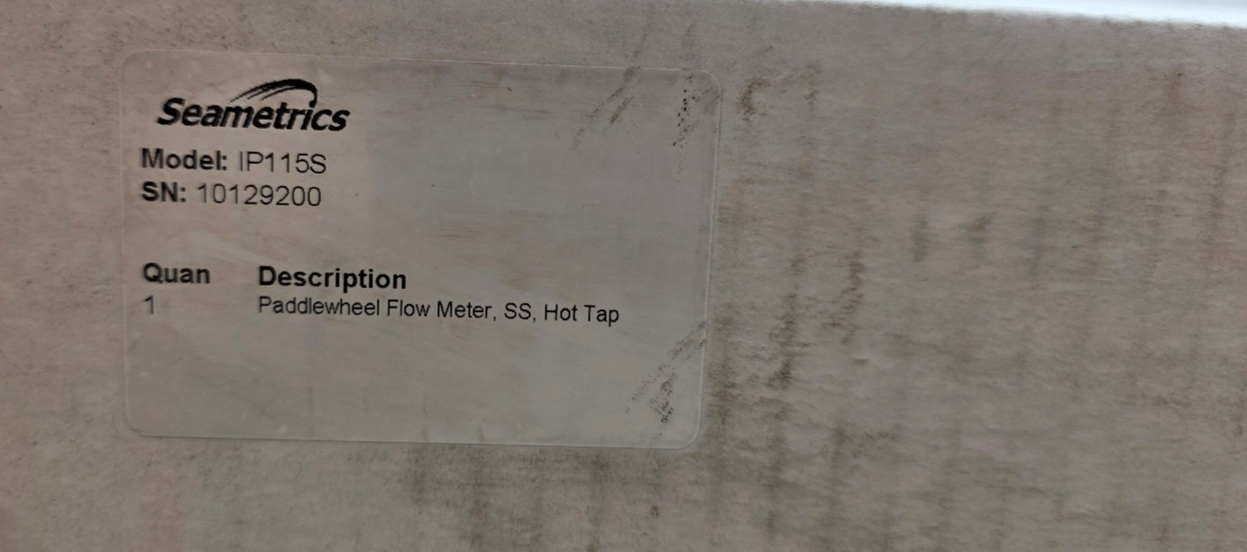 Seametrics IP115S Paddle Wheel Flow Meter, Adjustable Depth, New