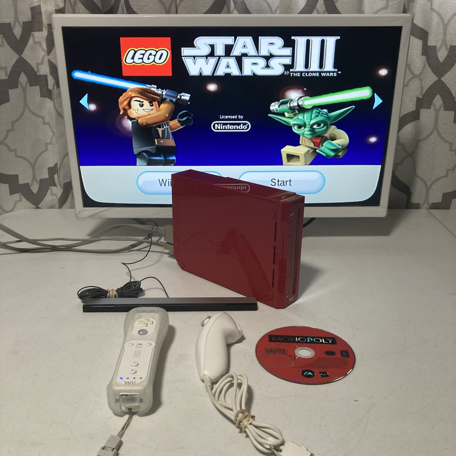 SEE⭐️VIDEO Nintendo Wii Limited Edition RED LEGO SW Monopoly - GameCube RVL-001
