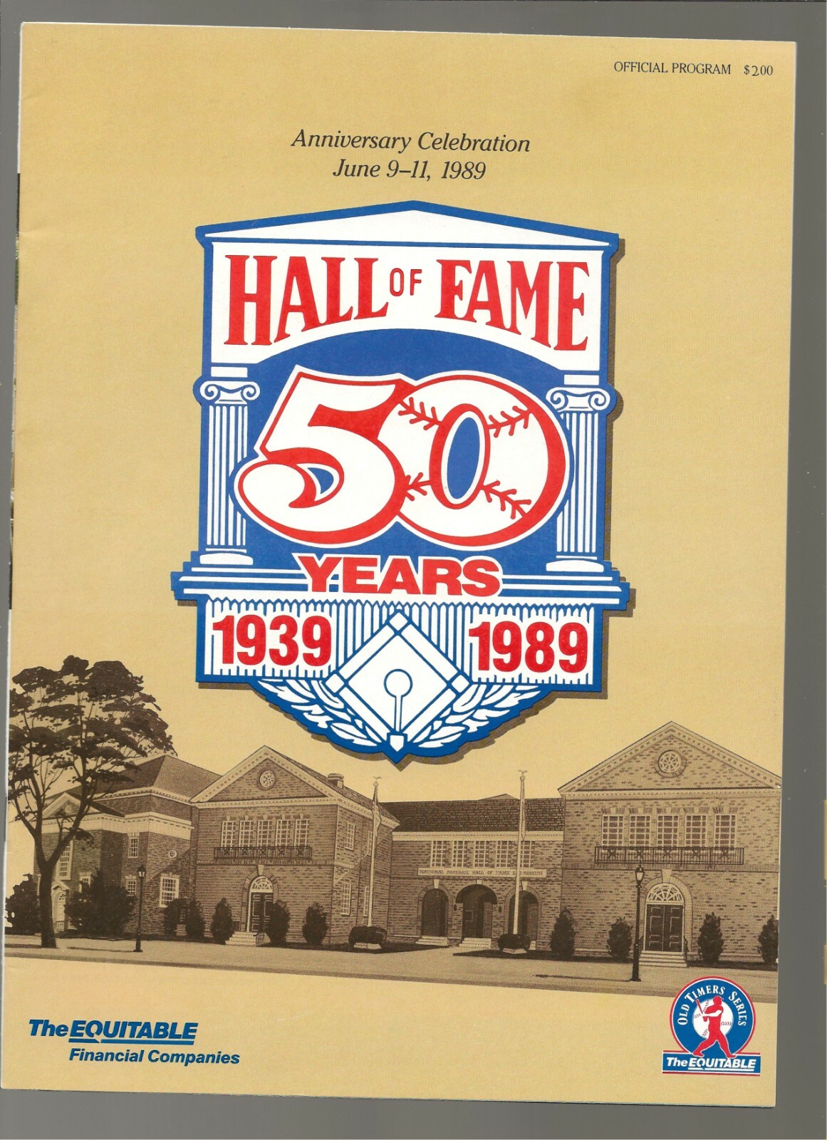 HOF Official Program: Anniversary Celebration June 9-11, 1989, 50 Years, EX!