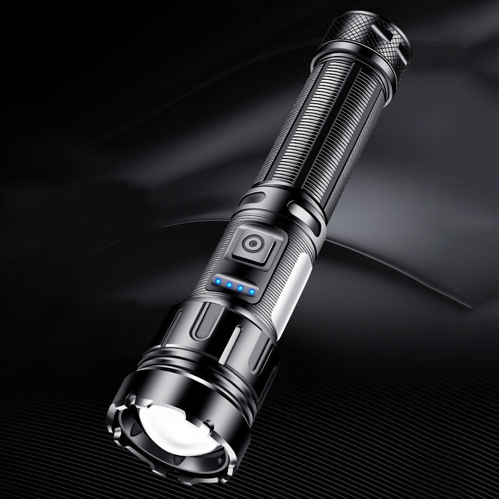 Rechargeable LED Flashlight Tactical Polic e Super Bright Torch Zoomable