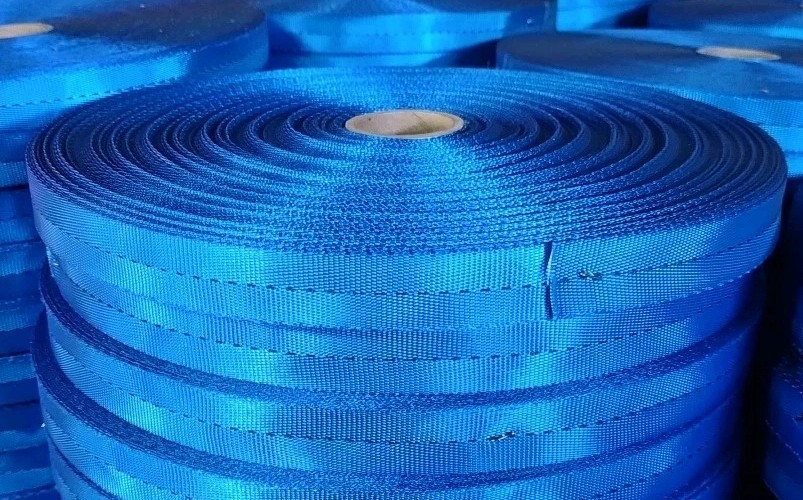 240' Roll of 1" Blue w/ Black Center Stitch Tie Down Webbing: 275 Available NEW!