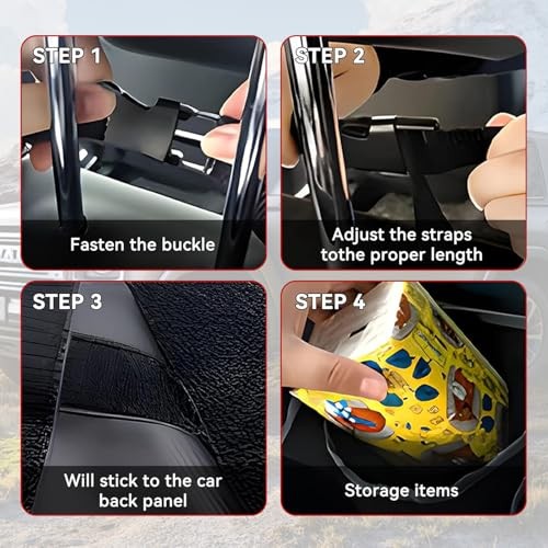 Car Trunk Organizer, Backseat Hanging Large Storage with Adjustable Black