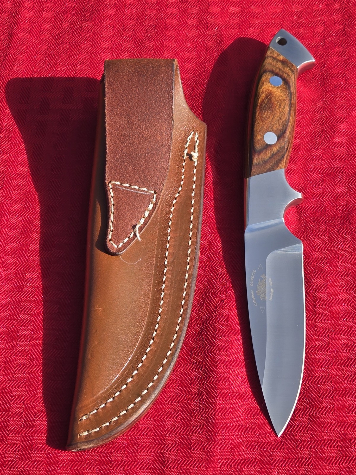 COLTELLO OLIVETTO Hunting Fixed Blade Hunter Knife Handle Italy UNUSED COND EXC