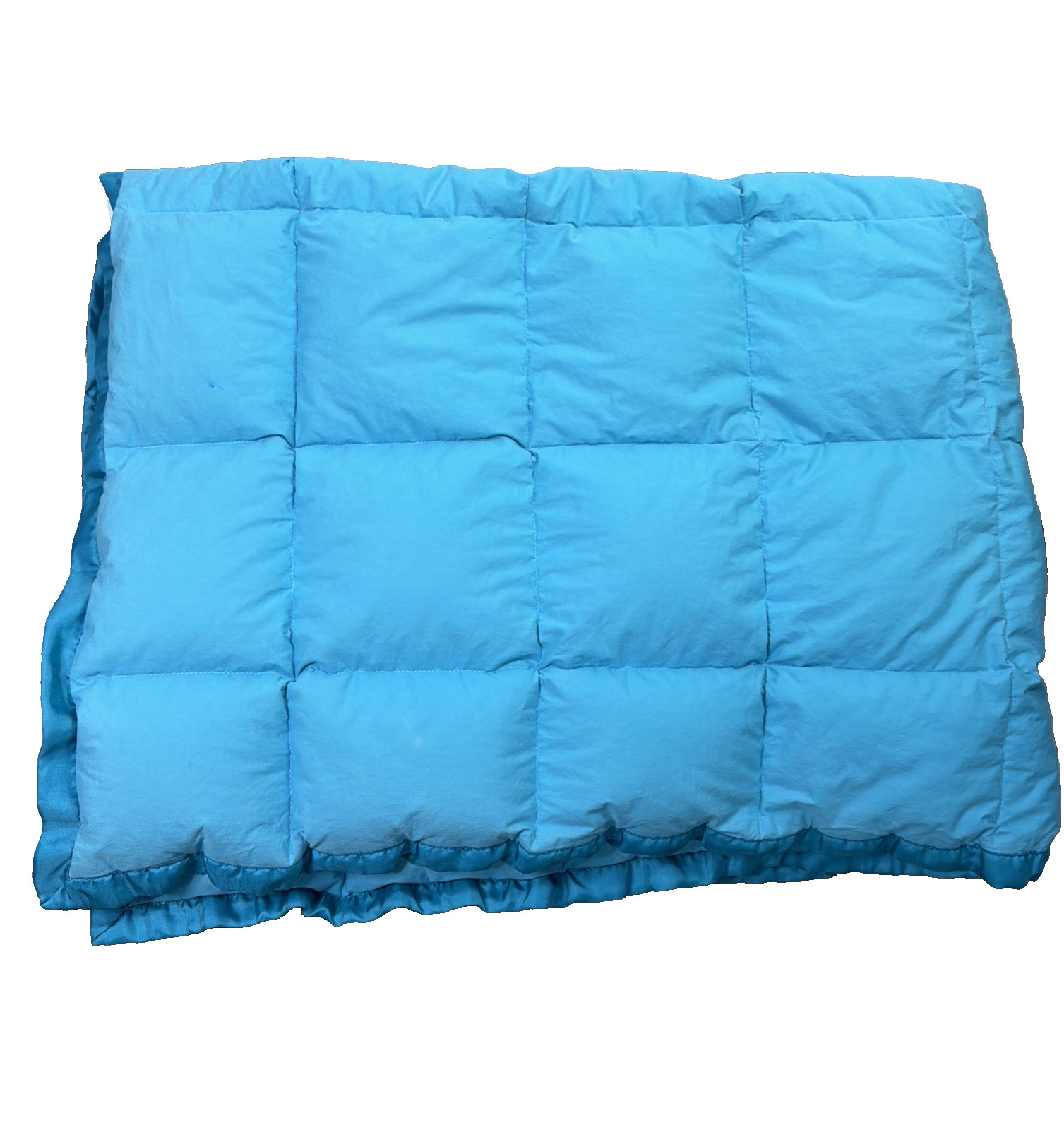 Company Store Down Throw Blanket Satin Trim 59x46 Teal Blue
