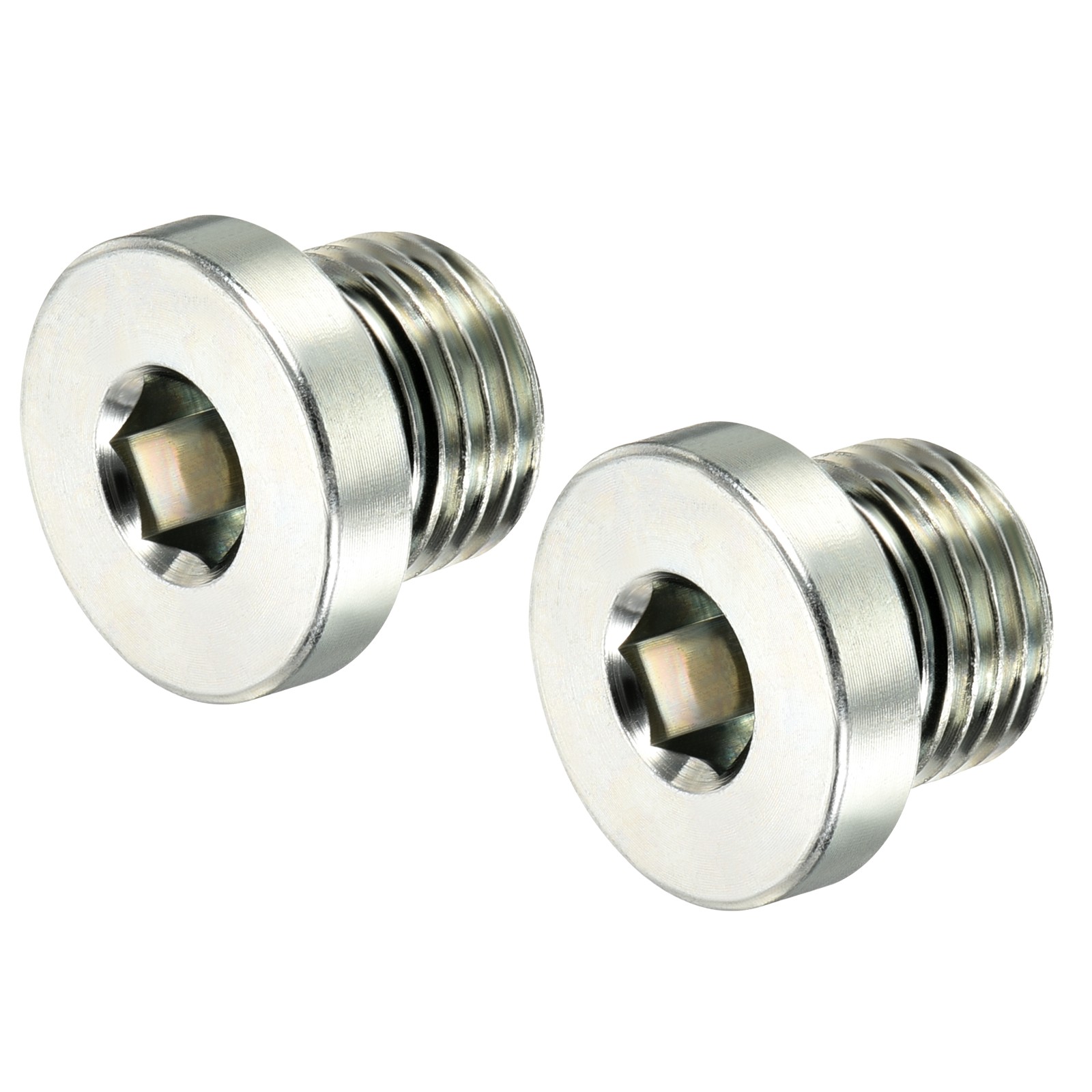 2 Pcs M16*1.5 Hex Head Pipe Fitting Plug Male Thread Socket Plug w Sealing Ring
