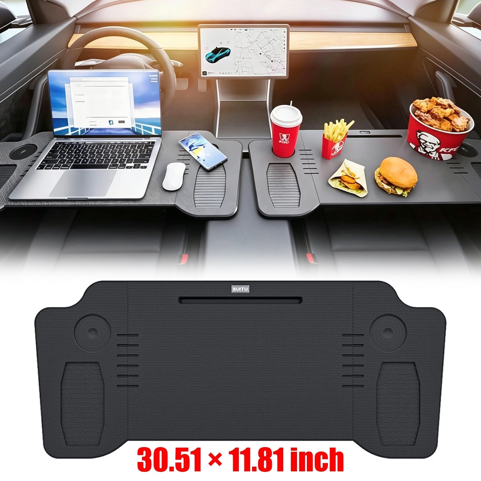 Car Steering Wheel Tray Desk Foldable Drink Food Work Table for Tesla Model 3 Y